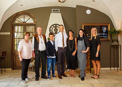 Familienportrait, Familie Spaehn, Lobby Hotel Arthus